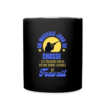 Cadeau pour les chasseurs -Chasse, fusil, sanglier - Mug uni - noir - Devant