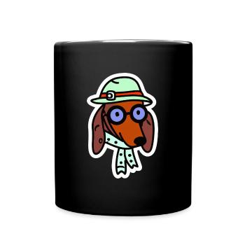 Safari Dachshund Hundeliebhaber Teckel - Tasse einfarbig - Schwarz - Vorne