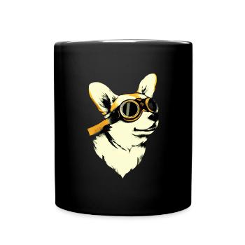 Pilote Corgi Dog Cadeau Welsh Corgi - Mug uni - noir - Devant