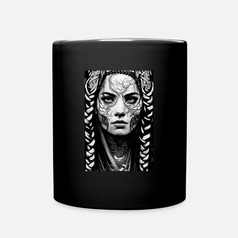 Tätowierte Wikinger Schildmaid - Wikingerin #2 - Tasse einfarbig - Schwarz