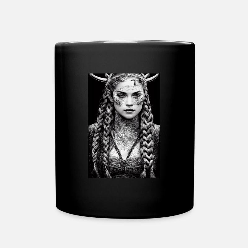 Tätowierte Wikinger Schildmaid - Wikingerin #3 - Tasse einfarbig - Schwarz