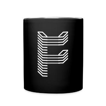 Unique Letter F Logo Design "White" - Full Colour Mug - black - Front