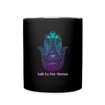 Hamsa Eye Symbol Hand Yoga Buddhism Hindu - Full Colour Mug - black - Front