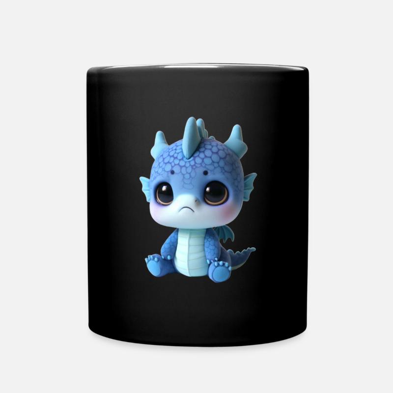 Cute Dragon Plush Charm - Full Colour Mug - black