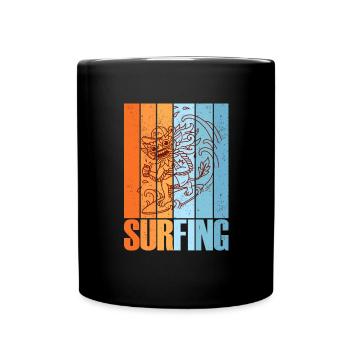 Barong Surfboard Summer Wave Bali Indonesia - Full Colour Mug - black - Front