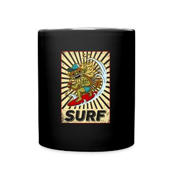 Bali Indonesia Barong Surfer Surfboard Wave - Full Colour Mug - black - Front