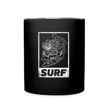 Bali Indonesia Barong Surfer Surfboard Wave - Full Colour Mug - black - Front