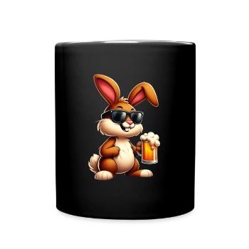 Lapin de Pâques avec une bière - Mug uni - noir - Devant