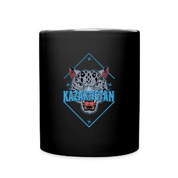 Kasachstan Souvenir Herkunft Schneeleopard - Tasse einfarbig - Schwarz - Vorne