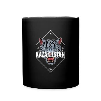 Kasachstan Souvenir Herkunft Schneeleopard - Tasse einfarbig - Schwarz - Vorne