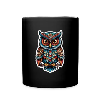 Hibou Néo Traditionnel - Mug uni - noir - Devant