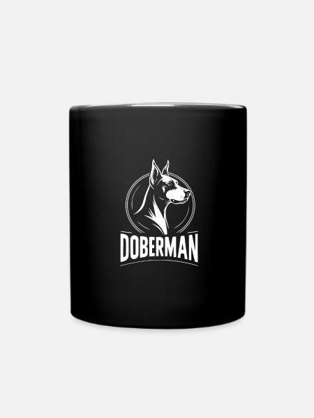 tête de chien doberman noir et blanc - Mug uni - noir