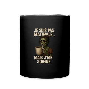 Zombie du Matin Version Femme - Café et Humour - Mug uni - noir - Devant