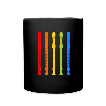 farbenfrohe Blockflöten - Tasse einfarbig - Schwarz - Vorne