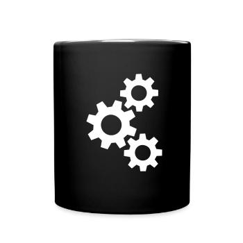 Zahnräder, die ineinander greifen - Tasse einfarbig - Schwarz - Vorne
