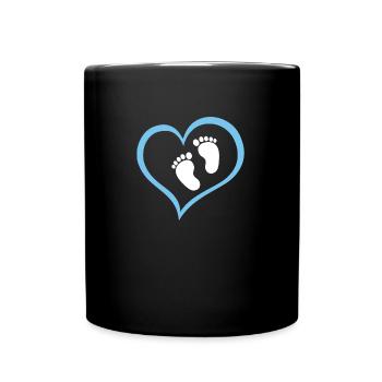Baby Boy Footprint with Heart - Full Colour Mug - black - Front