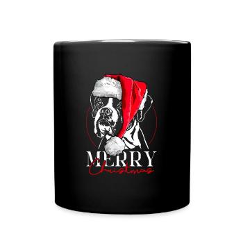 Santa BOXER Hund Merry Christmas Hunde Wilsigns - Tasse einfarbig - Schwarz - Vorne