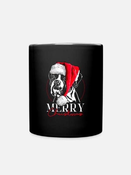 Santa BOXER Chien Merry Christmas Chiens Wilsigns - Mug uni - noir