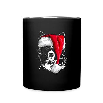 Santa BORDER COLLIE Weihnachten Hunde Wilsigns - Tasse einfarbig - Schwarz - Vorne