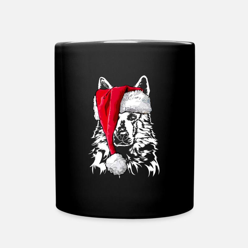 Santa WEISSER SCHWEIZER SCHÄFERHUND Weihnachten - Tasse einfarbig - Schwarz