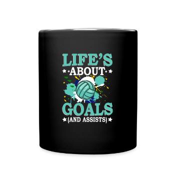 Life's About Goals Funny Water Polo Player - Tasse einfarbig - Schwarz - Vorne