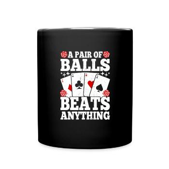 Une paire de balles bat tout ce qui est drôle joueur de poker - Mug uni - noir - Devant