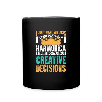 I Don't Make Mistakes When Playing Harmonica - Full Colour Mug - black - Front