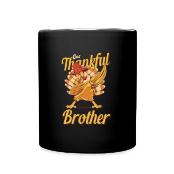 One Thankful Brother Turkey Family Matching Funny - Full Colour Mug - black - Front