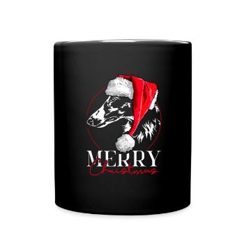 Santa BARSOI Merry Christmas Greyhounds Wilsigns - Full Colour Mug - black - Front