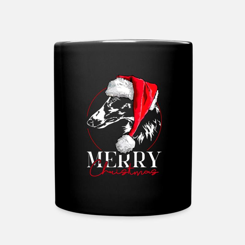 Santa BARSOI Joyeux Noël Lévriers Wilsigns - Mug uni - noir