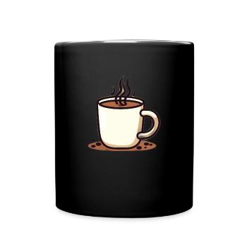 Minimalistischer Kaffee - Dampfender Becher - Tasse einfarbig - Schwarz - Vorne