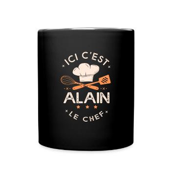 Alain Chef Ici c est alain le chef cuisinier - Mug uni - noir - Devant