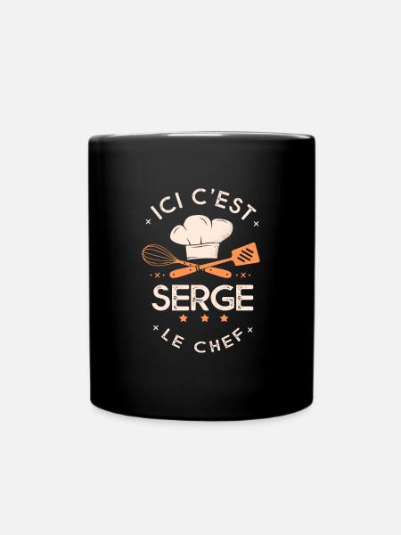 Serge Chef Ici c est Serge le chef cuisinier - Mug uni - noir