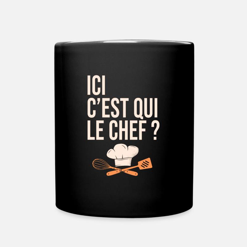 cuisine c est qui le chef humour cuisinier - Mug uni - noir