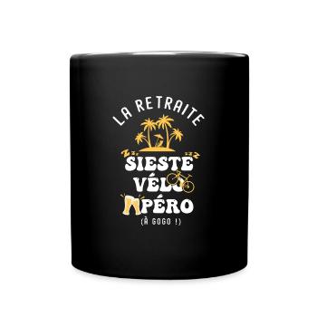 Velo humour retraite sieste vélo apéro - Mug uni - noir - Devant