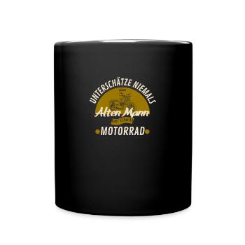 Alten Mann Motorrad - Tasse einfarbig - Schwarz - Vorne