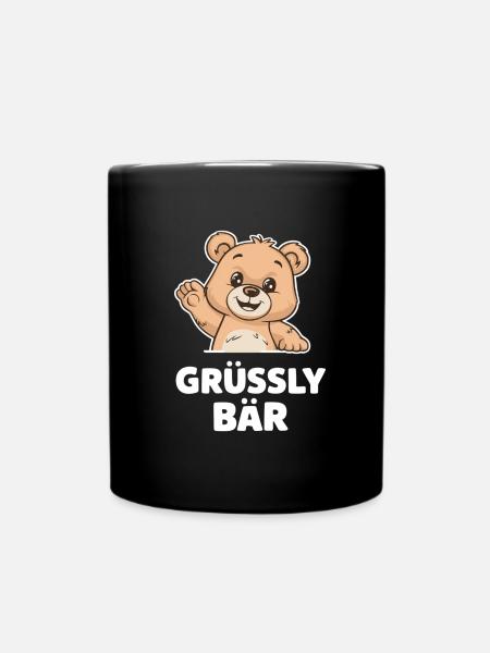 Grüssly Bär - Wenn Grizzly zu böse ist. Hallo alle - Tasse einfarbig - Schwarz