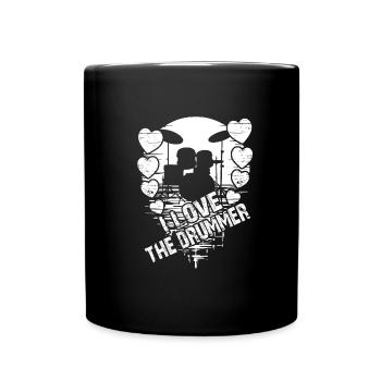 Ich liebe den Schlagzeuger - ich liebe Schlagzeug - Tasse einfarbig - Schwarz - Vorne