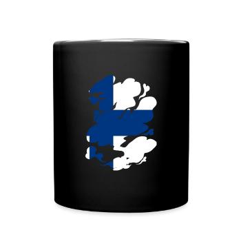 Drapeau finlandais Suomi Drapeau finlandais Look utilisé - Mug uni - noir - Devant