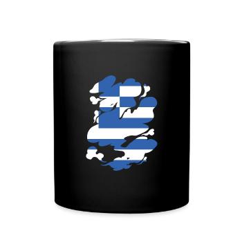 Griechenland Flagge Hellas Athen Griechische Fahne - Tasse einfarbig - Schwarz - Vorne