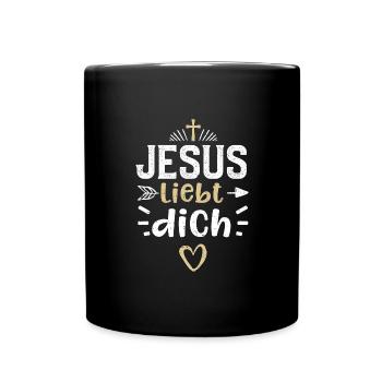 Jesus liebt dich - Jesus - Tasse einfarbig - Schwarz - Vorne