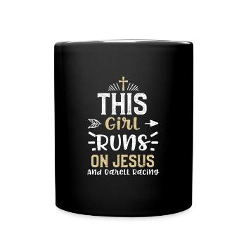 This Girl Runs On Jesus And Bare... - Tasse einfarbig - Schwarz - Vorne