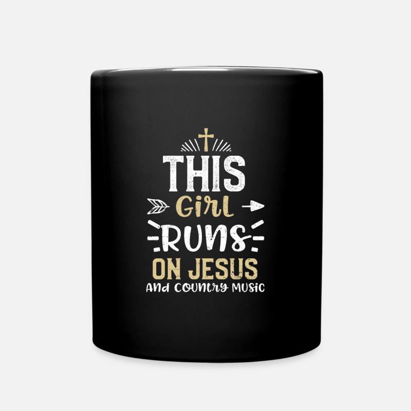 This Girl Runs On Jesus And Coun... - Tasse einfarbig - Schwarz
