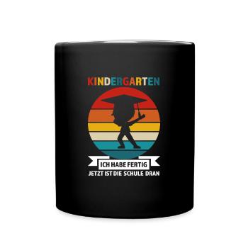 Kindergarten Abschluss Kindergartenkind Geschenk - Tasse einfarbig - Schwarz - Vorne