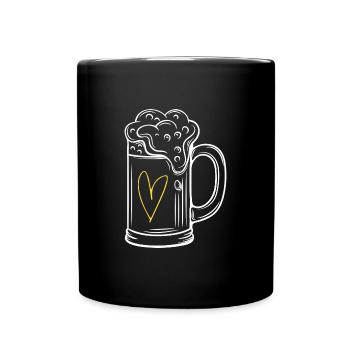 Papa Bier Herz Geschenk Vater - Tasse einfarbig - Schwarz - Vorne