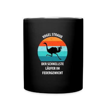 Strauß Ostrich Vogel Strauß Ornithologie - Tasse einfarbig - Schwarz - Vorne