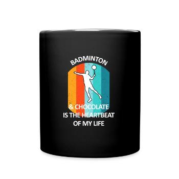Badminton Federball Badmintonspieler Schokolade - Tasse einfarbig - Schwarz - Vorne