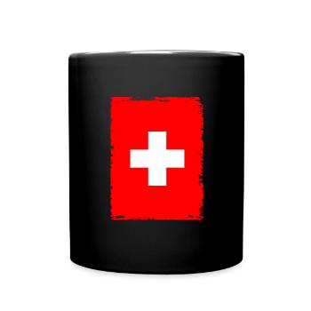 Drapeau de la Suisse Vintage Croix en détresse Look Suisse - Mug uni - noir - Devant