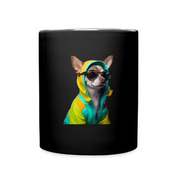 Chihuahua dog with sunglasses - Full Colour Mug - black - Front