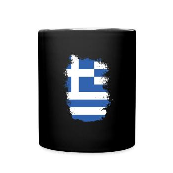 Griechenland Flagge Hellas Athen Griechische Fahne - Tasse einfarbig - Schwarz - Vorne